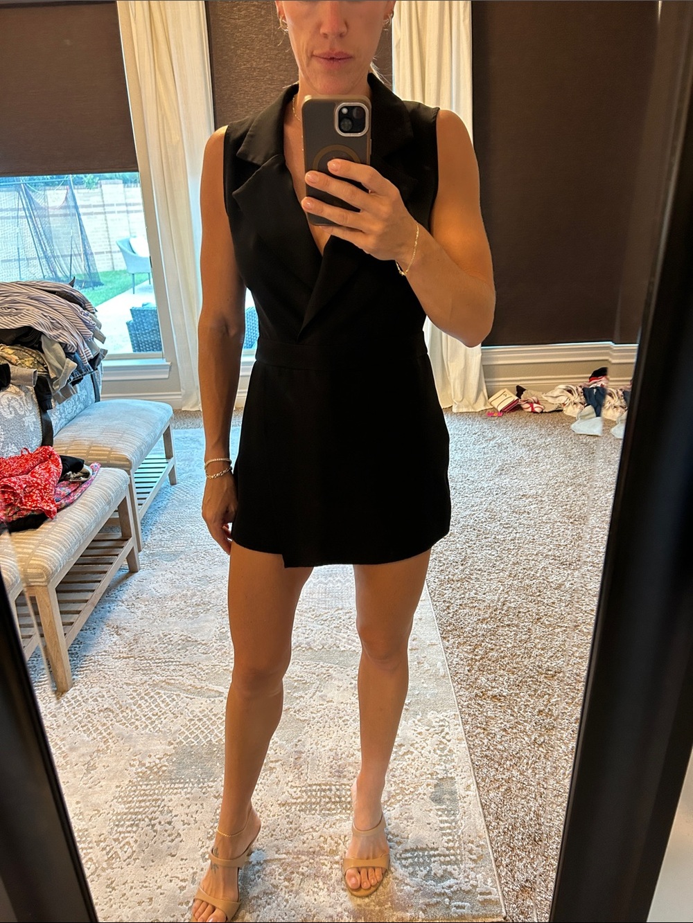 Sleeveless Black Blazer Dress